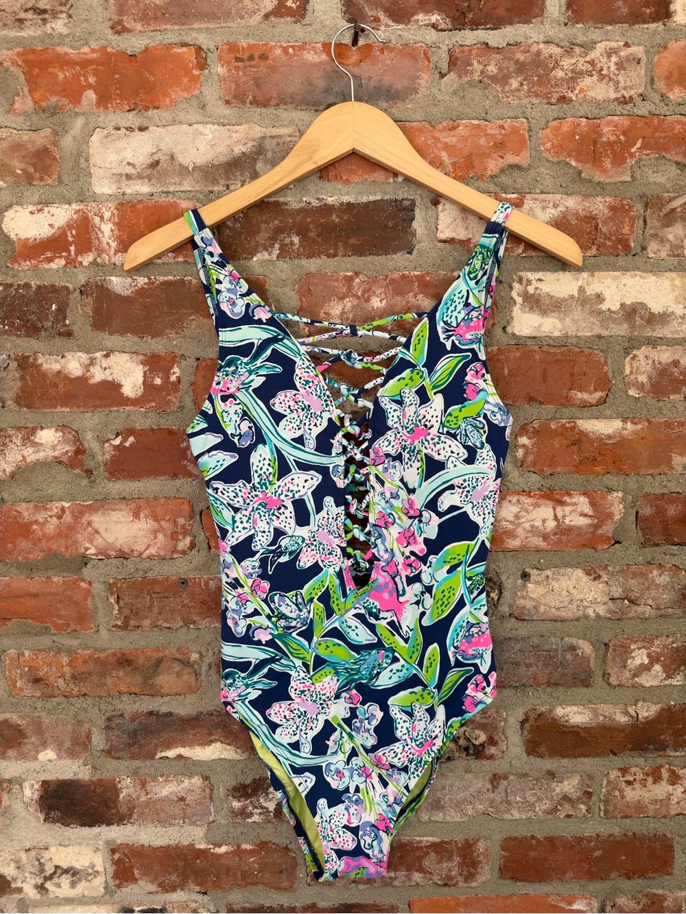 Lilly Pulitzer Isle Lattice One Piece Swimsuit Sway This Way Sz 2 - Picture 2 of 5